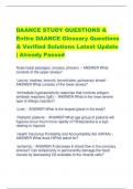 DAANCE STUDY QUESTIONS & Entire DAANCE Glossary Questions & Verified Solutions Latest Update | Already Passed