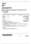 AQA AS GEOGRAPHY Paper 1	Physical geography and people and the environment May 2023