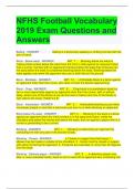 NFHS Football Vocabulary 2019 Exam Questions and Answers