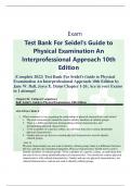 Exam Test Bank For Seidel's Guide to Physical Examination An Interprofessional Approach 10th Edition