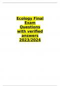 Ecology Final Exam Questions with verified answers 2024