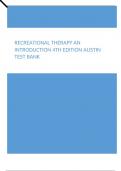 Recreational Therapy An Introduction 4th Edition Austin Test Bank