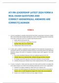 ATI RN LEADERSHIP LATEST 2024 FORM A REAL EXAM QUESTIONS AND  CORRECT ANSWERS(ALL ANSWERS ARE CORRECT)|AGRADE     A nurse is working on a quality improvement team that is assessing an increase in clients falls at the facility after problem identification 