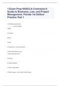 1 Exam Prep NASCLA Contractor's Guide to Business, Law, and Project Management, Florida 1st Edition Question and answers 2023/2024 verified to pass