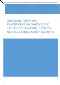 Guidelines for Nurse Practitioners in Gynecologic 11th Edition Hawkins, Roberto-Nichols, Stanley-Haney Test Bank