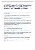 ARMRIT Practice Test (MRI Technologist Quick Reference and Study Guide ARMRIT) with Complete Solutions!!