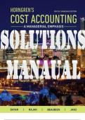 SOLUTIONS MANAUAL for Horngren's Cost Accounting A Managerial Emphasis, 9th Canadian Edition. by Srikant M. Datar, Madhav