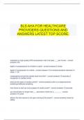     BLS AHA FOR HEALTHCARE PROVIDERS QUESTIONS AND ANSWERS LATEST TOP SCORE.