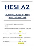 HESI A2 (NURSING ADMISSION TEST) 2023 VOCABULARY A+