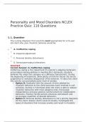 Personality and Mood Disorders NCLEX Practice Quiz: 110 Questions