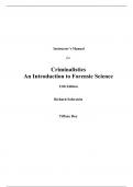 Instructor Manual for Criminalistics An Introduction to Forensic Science 13th Edition By Richard Saferstein, Tiffany Roy  (All Chapters, 100% Original Verified, A+ Grade)