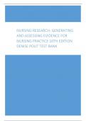 Nursing Research, Generating and Assessing Evidence for Nursing Practice 10th Edition Denise Polit Test Bank