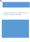 Research Methods in Kinesiology 1st Edition Kowalski Test Bank