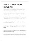 VERIFIED ATI LEADERSHIP FINAL EXAM 