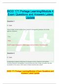 BIOD 171 Portage Learning/Module 4  Exam Questions and Answers Latest  Update 