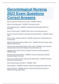 Gerontological Nursing 2023 Exam Questions Correct Answers