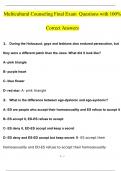 Multicultural Counseling Final Exam Questions with correct answers