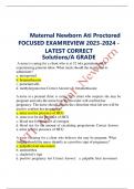 aternal Newborn Ati Proctored  FOCUSED EXAMREVIEW 2023-2024 - LATEST CORRECT Solutions/A GRADEM