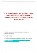 CALIFORNIA P&C LICENSING EXAM  /600 QUESTIONS AND CORRECT  ANSWERS LATEST UPDATE 2023/2024  GRADED A+