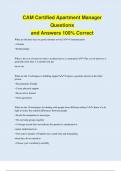 CAM Certified Apartment Manager Questions and Answers 100% Correct