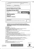 Paper 3 (stats) Edexcel 2023 Mark Scheme