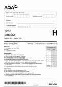 GCSE AQA May 2024 Higher Triple Science Biology Paper 1