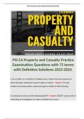 PSI CA Property and Casualty Practice Examination Questions with 75 terms with Definitive Solutions 2023-2024. 