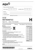 GCSE AQA May 2024 Higher Mathematics Paper 1 Non-Calculator Including Mark Scheme