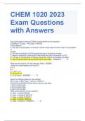 Bundle For CHEM 1020 2023-2024 Exam Questions with All Correct Answers A Grade