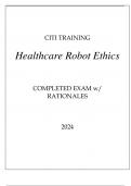 CITI TRAINING HEALTHCARE ROBOT ETHICS COMPLETED EXAM WITH RATIONALES 2024.