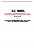 Test Bank For Maternity and Women's Health Care  12th Edition By Deitra Leonard Lowdermilk, Shannon E. Perry, Mary Catherine Cashion, Ellen Olshansky, Kathryn Rhodes Alden |All Chapters,  Year-2024|