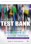 Test Bank For Empowerment Series: Introduction to Social Work & Social Welfare: Critical Thinking Perspectives - 5th - 2017 All Chapters - 9781305388390