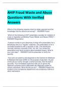 AHIP Fraud Waste and Abuse Questions With Verified  Answers