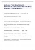 BLS AHA FOR HEALTHCARE PROVIDERS FINAL REVIEW EXAM WITH CORRECT ANSWERS 2024.