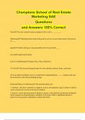 Champions School of Real Estate Marketing SAE Questions and Answers 100% Correct