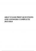 ABAT EXAM PREP QUESTIONS AND ANSWERS COMPLETE LATEST 2024 & ABAT Exam Questions and Answers (Verified Solutions) Latest Updated 2024/2025 Graded A+