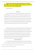 	(Answered) Nurs-6521 Discussion Week 9/ A 46-year-old, 230lb woman with a family history of breast cancer. She is up to date on yearly mammograms.