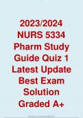 2023/2024 NURS 5334 Pharm Study Guide Quiz 1 Latest Update Best Exam Solution  Graded A+