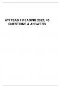 ATI TEAS 7 READING 2022; 45 QUESTIONS & ANSWERS Tutor3570@gmail.com ATI TEAS 7 READING 2022 | 45 QUESTIONS & ANSWERS