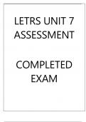 LETRS UNIT 7 ASSESSMENT COMPLETED EXAM 2024