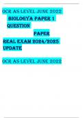 OCR AS LEVEL JUNE 2022  BIOLOGYA PAPER 1 QUESTION PAPER Real exam 2024/2025 update OCR AS LEVEL JUNE 2022