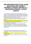 EMT MIDTERM EXAM ACTUAL EXAM QUESTIONS AND CORRECT ANSWERS (ALREADY GRADED A+) | PROFESSOR VERIFIED | LATEST UPDATE