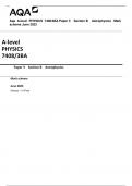 Aqa A-level PHYSICS 7408/3BA Paper 3 Section B Astrophysics Mark  scheme June 2023