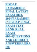 FISDAP PARAMEDIC FINAL LATEST EXAM 2023-2024/PARAMEDIC FISDAP FINAL 