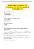 WA BLEA Pre-Academy Test Questions with Correct Answers|  Certified Quality 