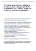 NUR 2833 Nursing Quality & Safety in Healthcare Quiz 1 Study Topic (To Err is Human Ch. 1-5; Quality & Safety 4-9) Questions With Complete Answers.