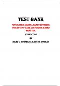 Test Bank For Psychiatric Mental Health Nursing: Concepts of Care in Evidence-Based Practice 9th Edition By Mary C. Townsend, Karyn I. Morgan |All Chapters,  Year-2024|