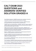 CALT EXAM 2023 QUESTIONS and ANSWERS VERIFIED SOLUTION GRADED A