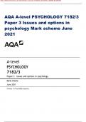 AQA A-level PSYCHOLOGY 7182/3 Paper 3 Issues and options in psychology Mark scheme June 2021