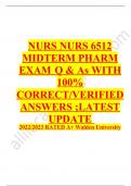 Nurs 6512 midterm pharm EXAM QUESTIONS & ANSWERS/ LATEST UPDATE 2023-2024 / RATED A+